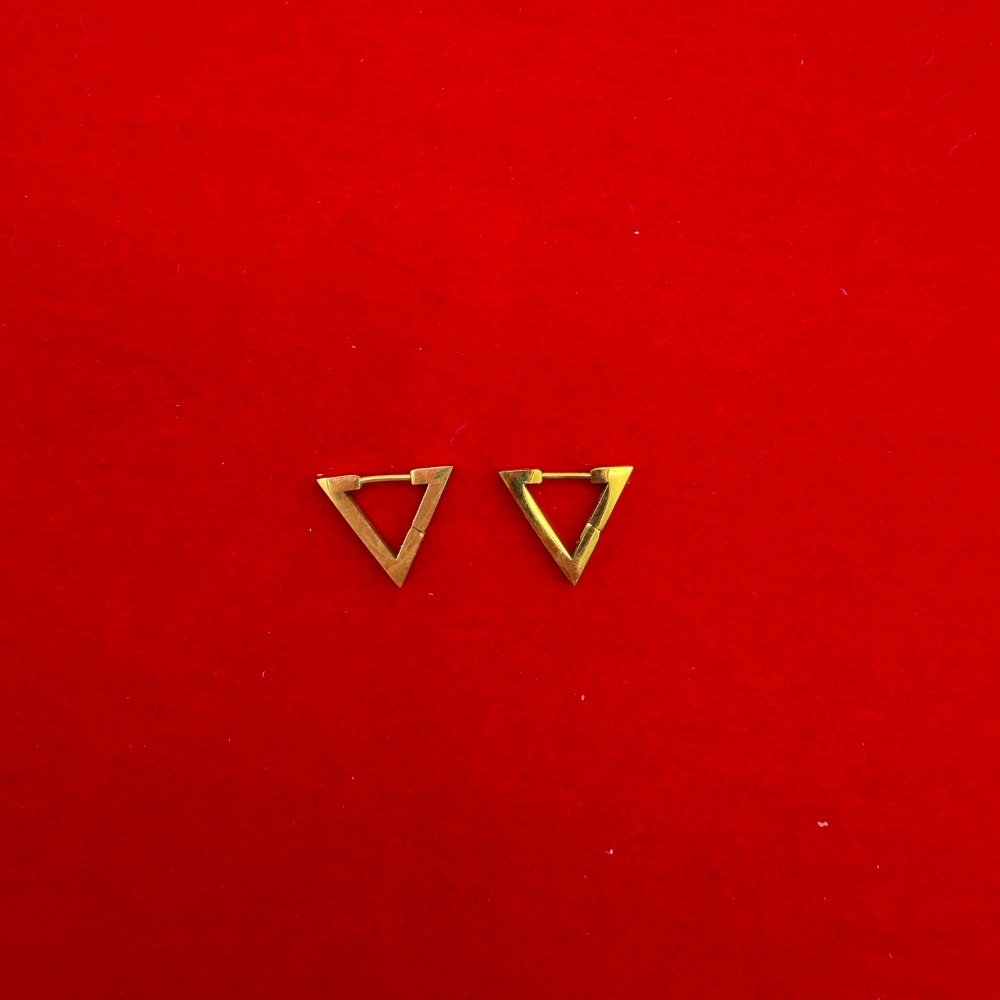 Üçgen Formlu Gold Çelik Küpe