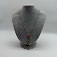 Renkli Balık Figürlü Gold Kolye