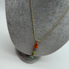 Renkli Balık Figürlü Gold Kolye