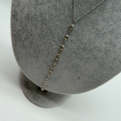 Zirkon Taş Detaylı İnce Zincir Uzun Kolye – Gümüş Renk