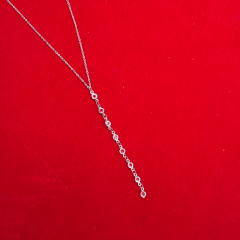 Zirkon Taş Detaylı İnce Zincir Uzun Kolye – Gümüş Renk