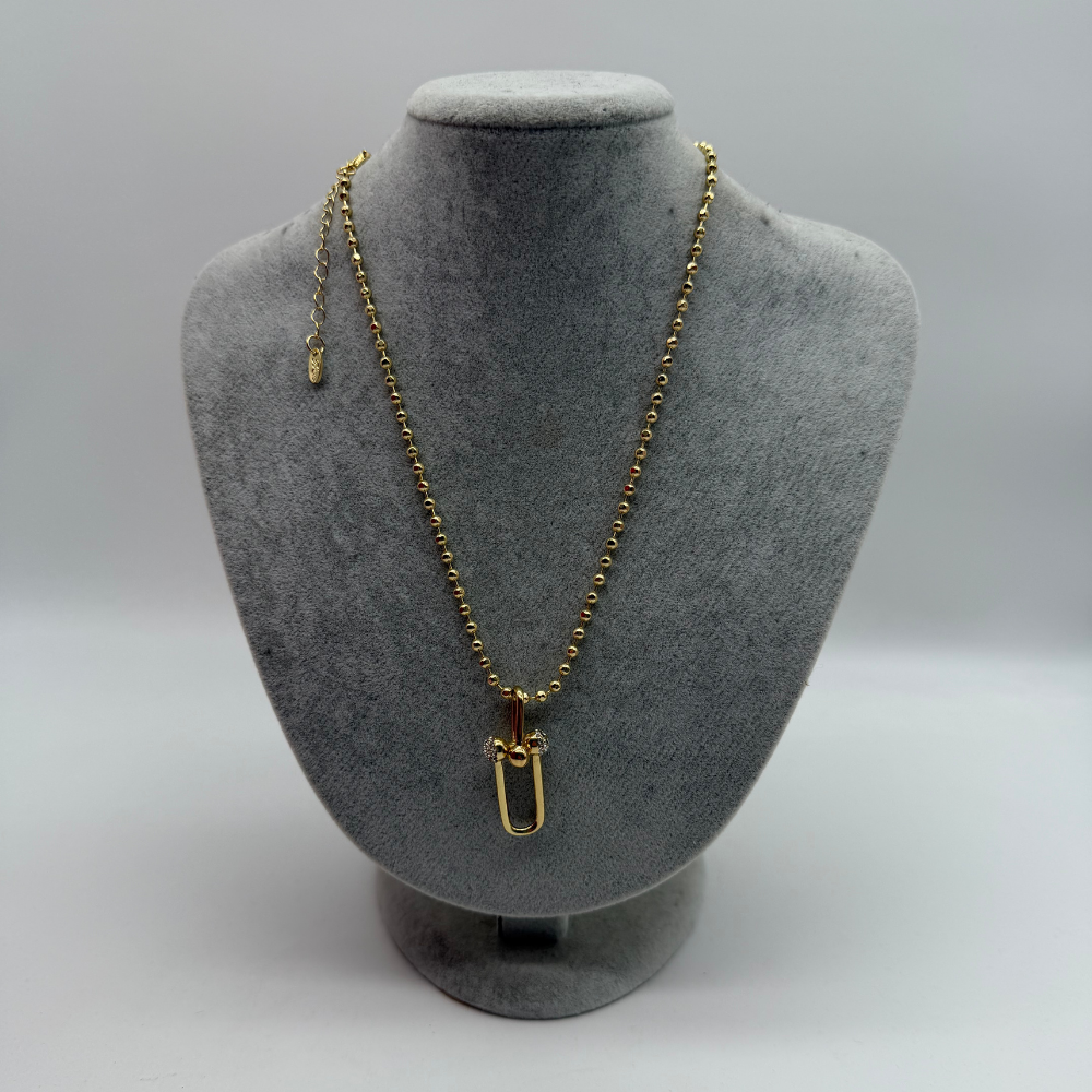 Gold Kaplama Zincirli Modern U Uçlu Kolye