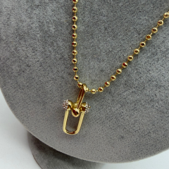 Gold Kaplama Zincirli Modern U Uçlu Kolye