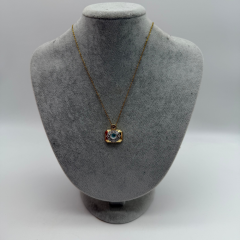 Göz Detaylı Baget Taşlı Gold Kolye