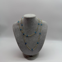 Çoklu Nazar Boncuk Detaylı Gold Uzun Katmanlı Kolye