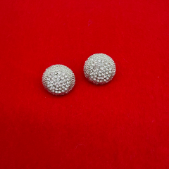 Taş Kaplama Bombeli Silver Bijüteri Küpe