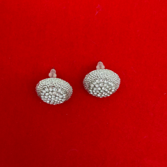 Taş Kaplama Bombeli Silver Bijüteri Küpe