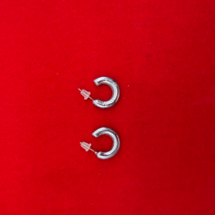 Silver Kalın Form Mini Halka Küpe