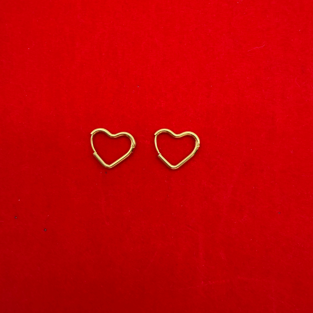 Gold Kalp Form Minimal Küpe – Stainless Steel