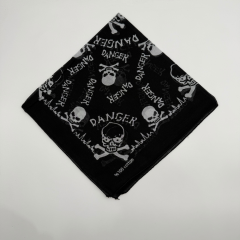 Danger Desenli %100 Pamuk Siyah Bandana (52x52 cm)