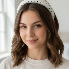 Siyah Puantiyeli Kırık Beyaz Kalın Taç