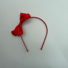 Kırmızı Saten Fiyonk Detaylı İnce Lohusa Tacı