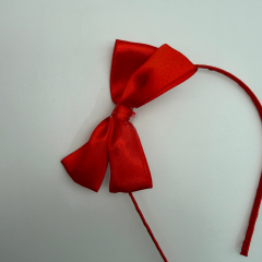 Kırmızı Saten Fiyonk Detaylı İnce Lohusa Tacı