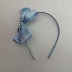 Bebek Mavisi Saten Fiyonk Detaylı İnce Taç