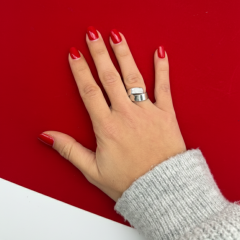 Gümüş Görünümlü Çift Bant Detaylı Modern Ayarlanabilir Yüzük