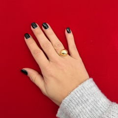 Altın Görünümlü Küre Form Ayarlanabilir Yüzük