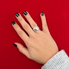 Gümüş Görünümlü Katmanlı Bant Ayarlanabilir Yüzük