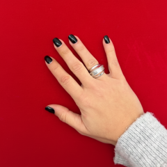 Geniş Formlu Modern Tasarım Ayarlanabilir Silver Yüzük