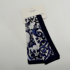 Lacivert Barok Desenli Kare Fular – 50x50