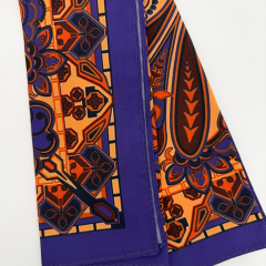 Turuncu & Mor Geometrik Desenli Kare Fular – 50x50