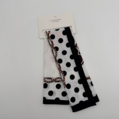 Siyah Puantiye Zincir Desenli Fular