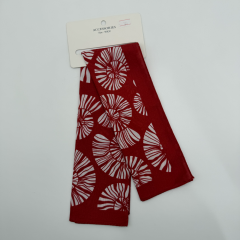 Bordo Beyaz Deniz Kabuğu Desenli İpek Etkili Fular (50x50 cm)