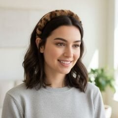 Leopar Desenli Peluş Taç