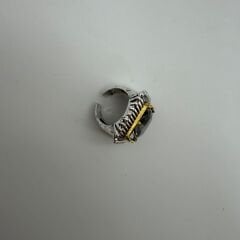 Siyah Taş Detaylı Kare Form Statement Yüzük