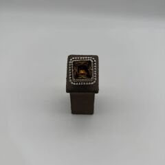 Kehribar Tonlu Kare Form Statement Yüzük