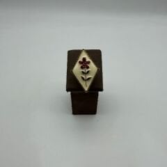 Çiçek Motifli Baklava Form Gold Kaplama Statement Yüzük