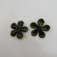 Yeşil Mermer Dokulu Çiçek Formlu Küpe