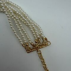 İnci Detaylı Altın Kaplama Çok Sıralı Choker Kolye