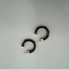 Bordo Mermer Dokulu Altın Detaylı Halka Küpe