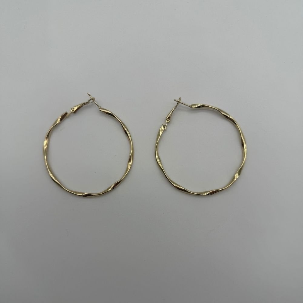 Altın Renk Burgu Dokulu Halka Küpe