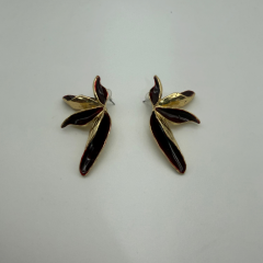 Bordo Mine Detaylı Gold Küpe