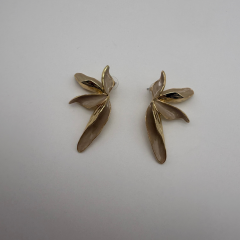 Vizon Mine Detaylı Gold Küpe