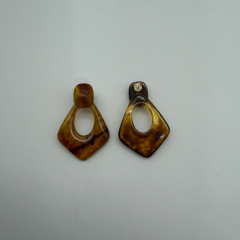 Kahverengi Mermer Desenli Geometrik Küpe