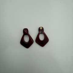 Bordo Mermer Desenli Geometrik Küpe