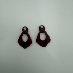 Bordo Mermer Desenli Geometrik Küpe