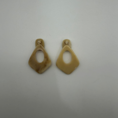 Bej Mermer Desenli Geometrik Küpe