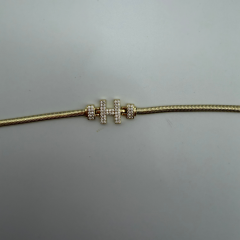 Gold Taşlı H Harf Detaylı Bileklik