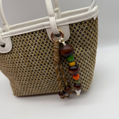 Boncuk Aksesuar Detaylı Hasır Tote Çanta