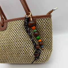 Boncuk Aksesuar Detaylı Hasır Tote Çanta
