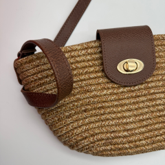 Kapak Detaylı Hasır Omuz Çantası