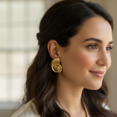 Gold Spiral Deniz Kabuğu Form Küpe