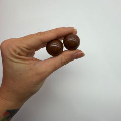 Gold Çerçeveli Kahverengi İnci Form Küpe