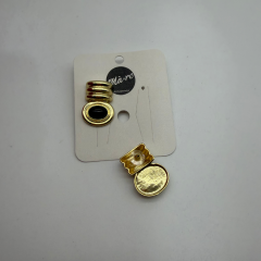 Gold Detaylı Siyah Cam Taşlı Modern Küpe