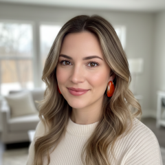 Amber Dokulu Organik Form Gold Detaylı Küpe