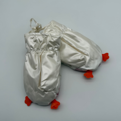 Penguen Figürlü Ekru Şişme Çocuk Eldiveni