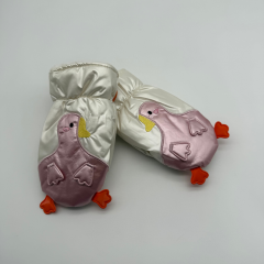 Penguen Figürlü Ekru Şişme Çocuk Eldiveni